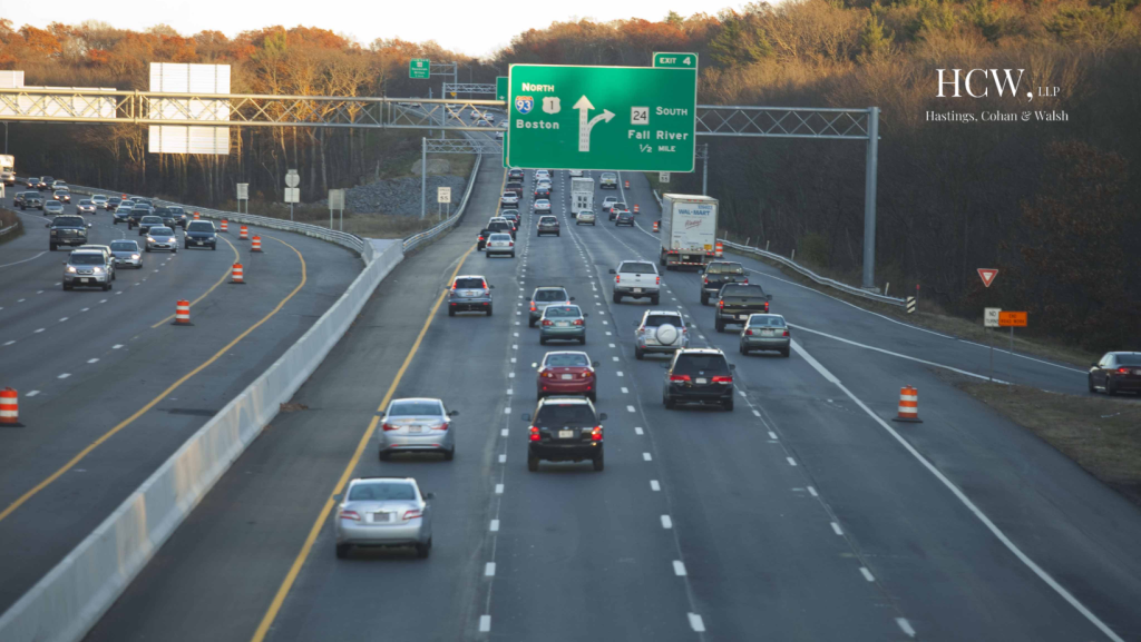 Traffic on a Connecticut highway illustrating conditions on dangerous roads near Franklin Connecticut