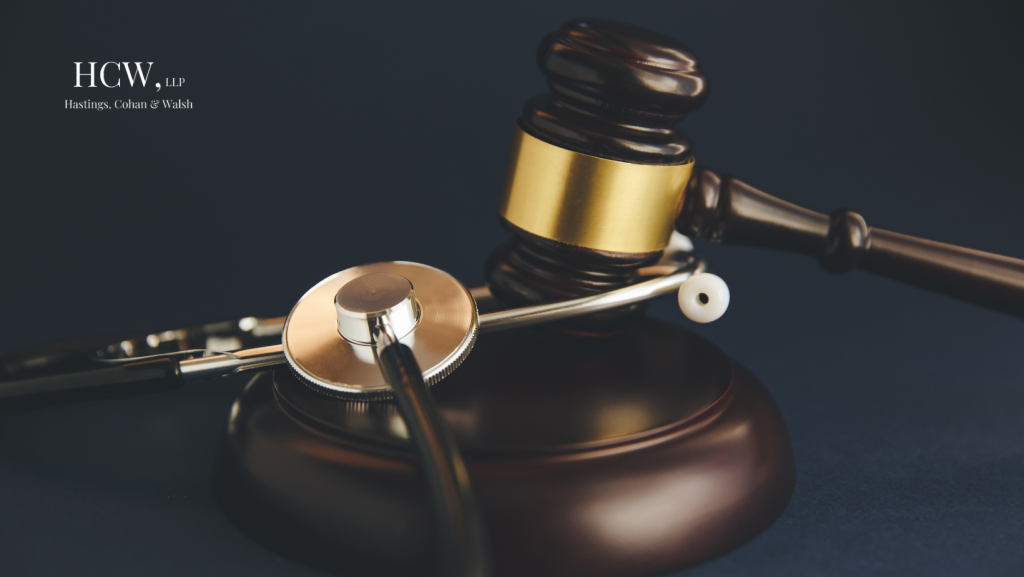 Judge gavel and stethoscope representing medical malpractice and healthcare legal claims